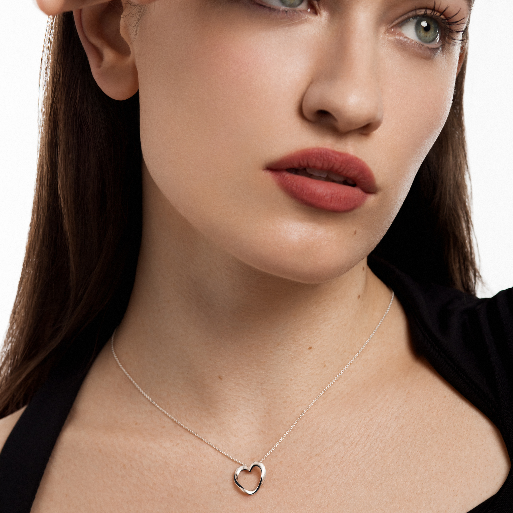 Sterling silver heart pendant necklace with colored enamel