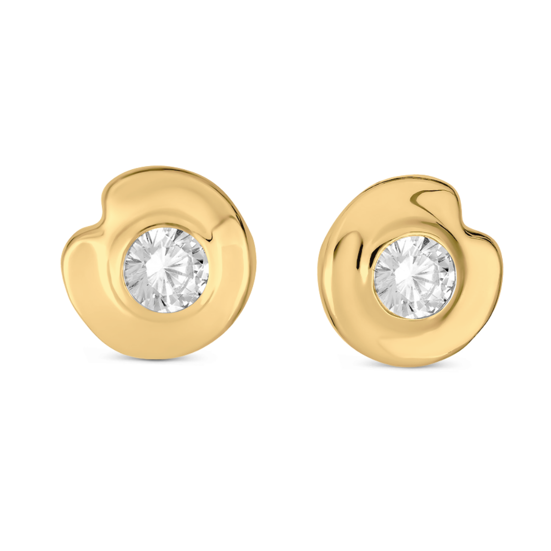 Tufa Studs with Diamonds - 18K Gold Vermeil