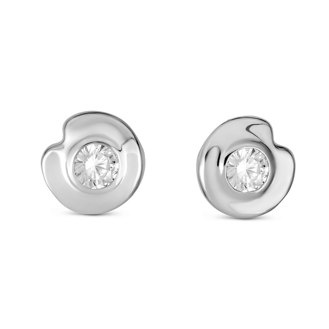 Tufa Studs with Diamonds - Silver