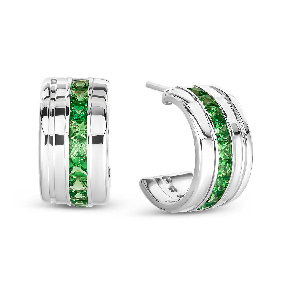 Digi Earrings In Sterling Silver With Emeralds