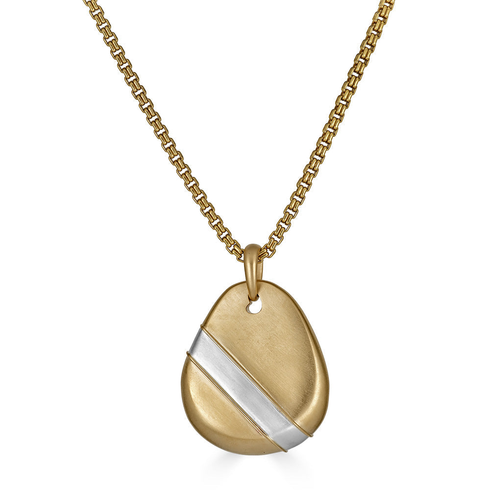 Hiba Pendant in 18K Gold with Silver Stripe