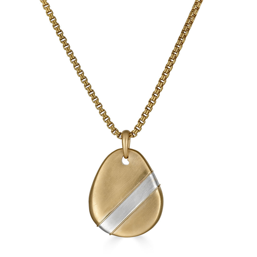 Hiba Pendant in 18K Gold with Silver Stripe