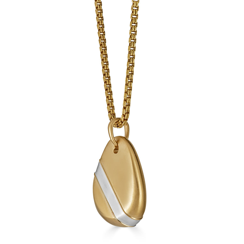 Hiba Pendant in 18K Gold with Silver Stripe